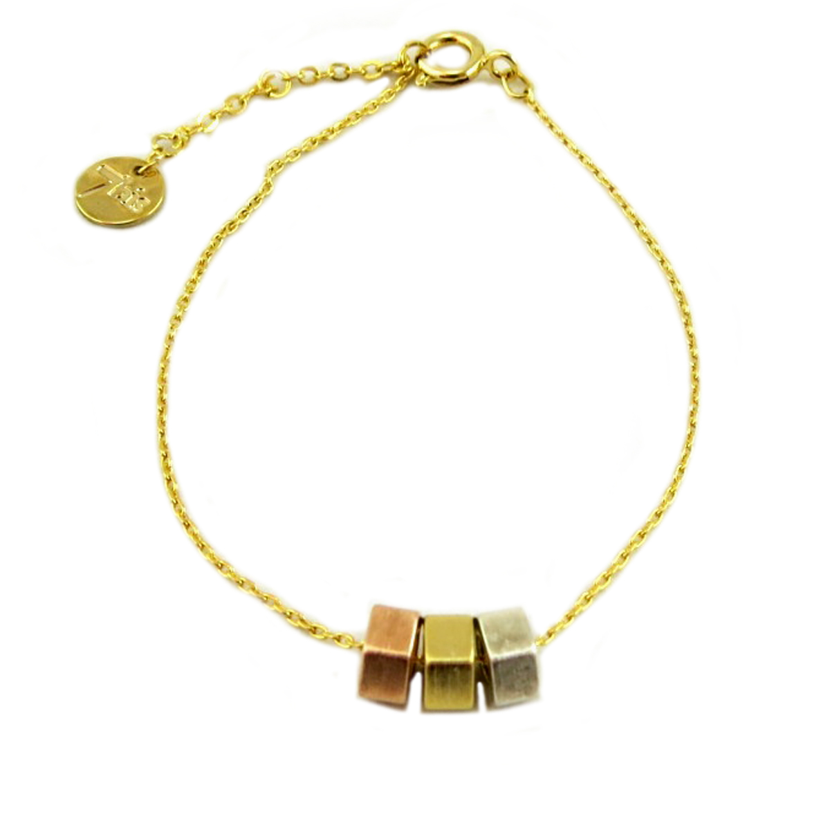 Bracelet artisanal \'Boho\' doré tricolore -  9x7 mm - [Q6082]