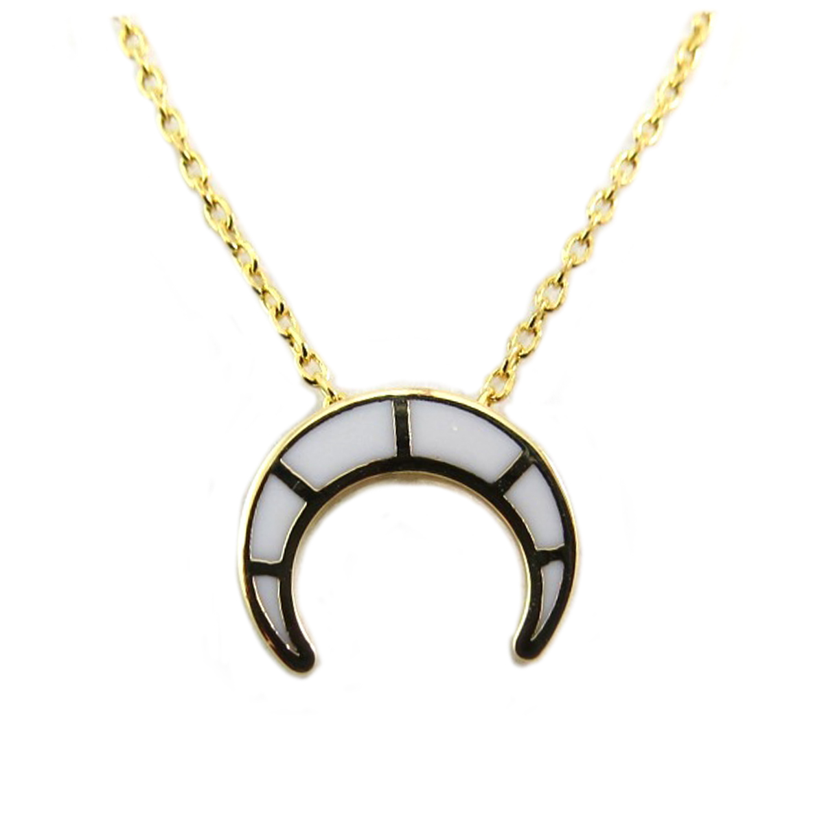Collier artisanal \'Luna\' blanc doré - 11x10 mm - [Q6128]