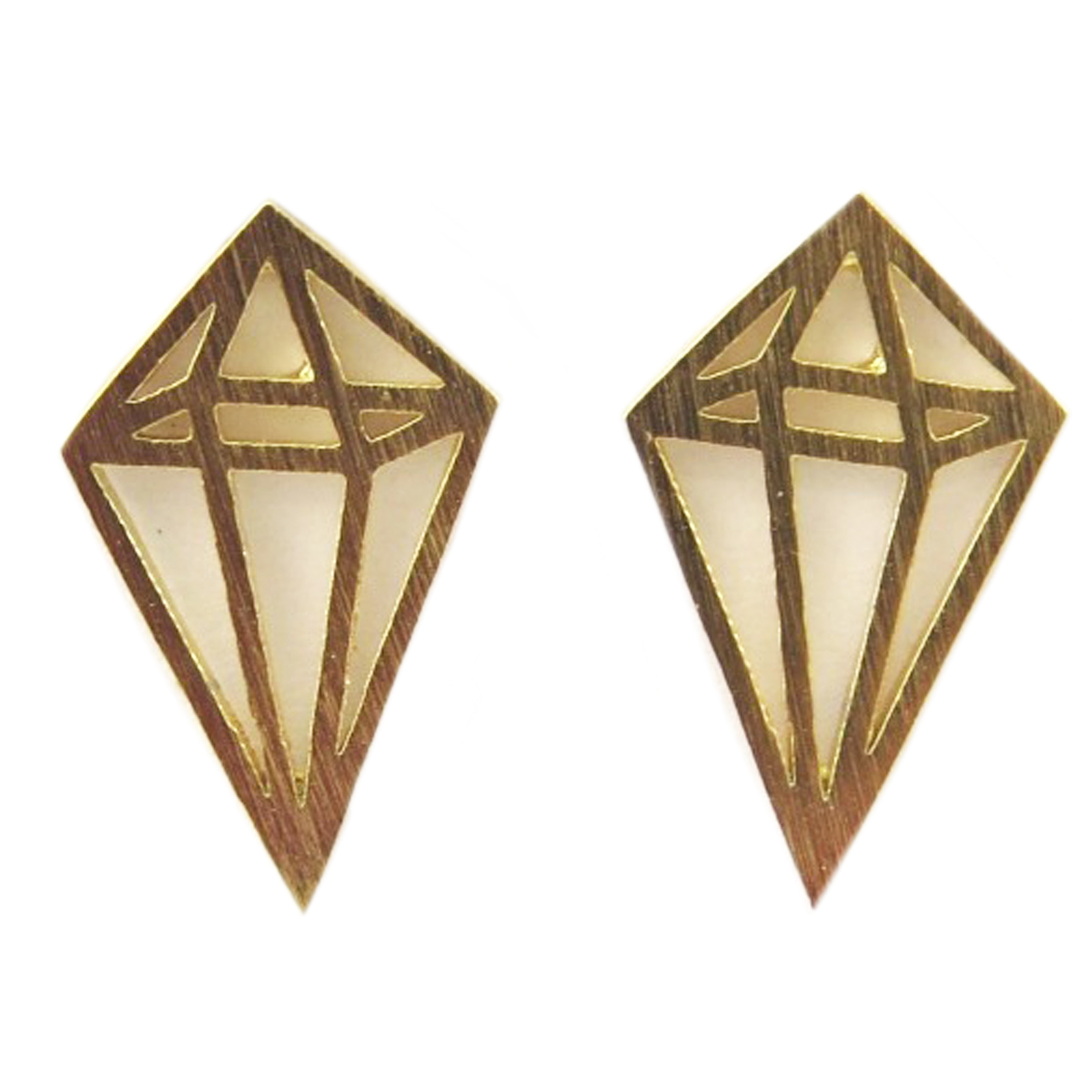 Boucles artisanales \'Origami\' doré (diamant) - 13x9 mm - [Q6137]