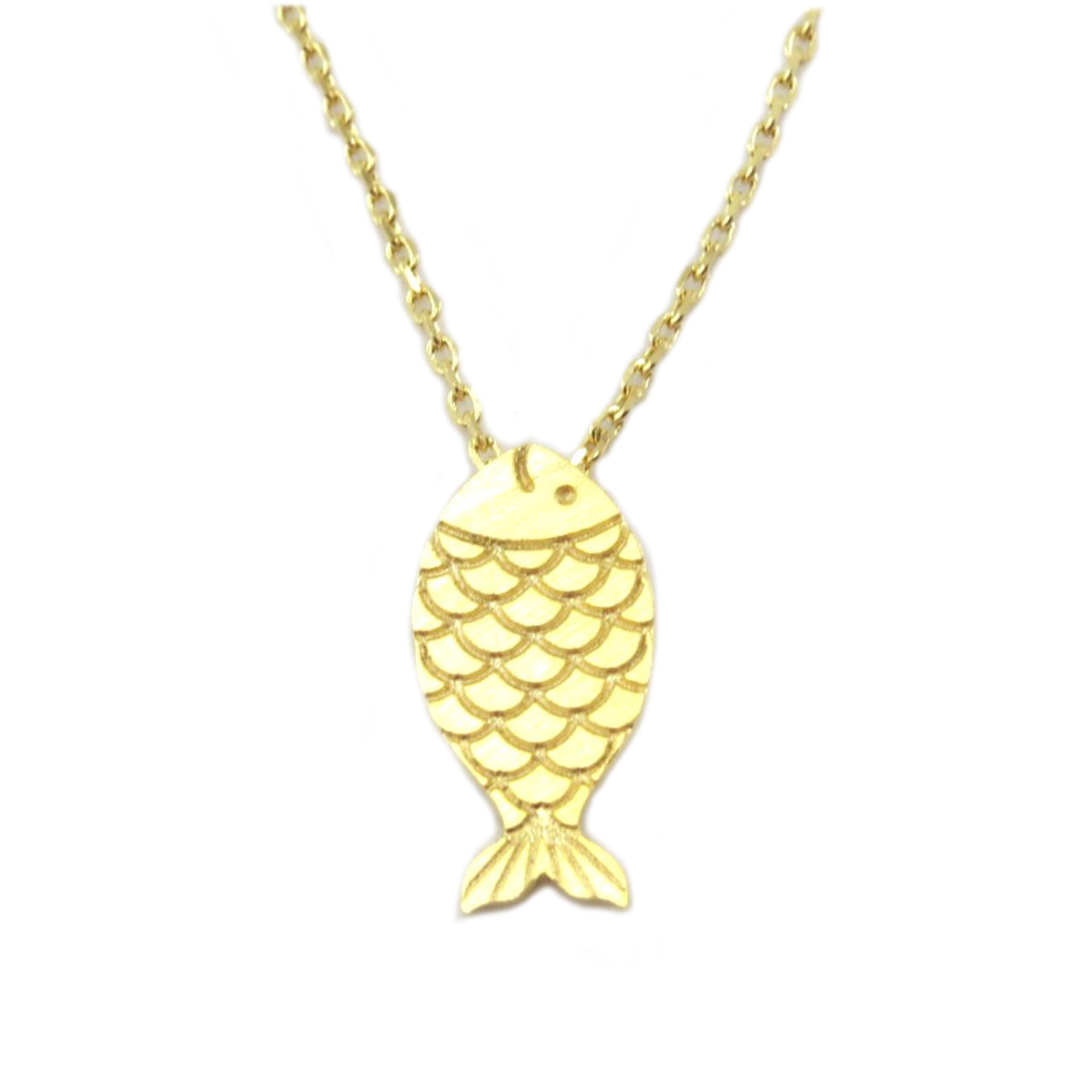 Collier artisanal \'Poisson\' doré -  15x8 mm - [Q6147]