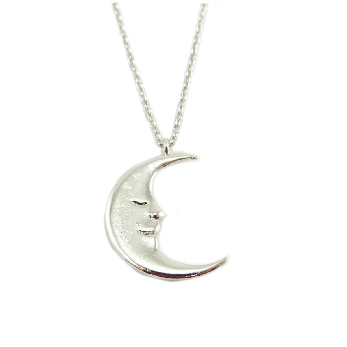Collier artisanal \'Au Clair de Lune\' argenté - 18x15 mm - [Q6149]
