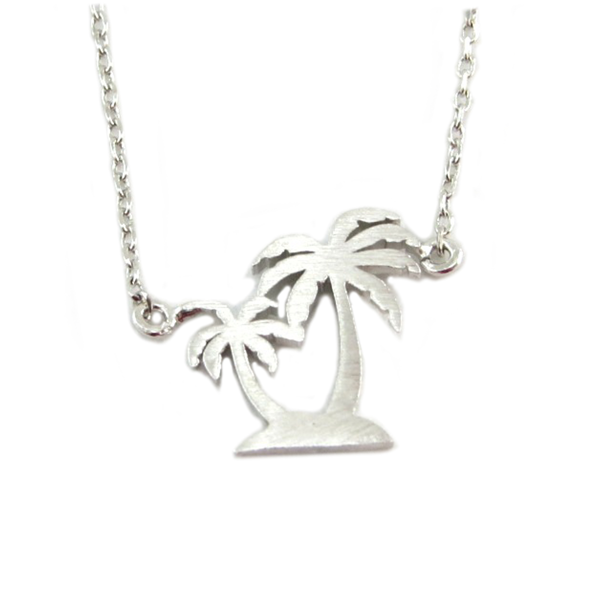 Collier artisanal \'Palmier\' argenté - 14x13 mm - [Q6163]