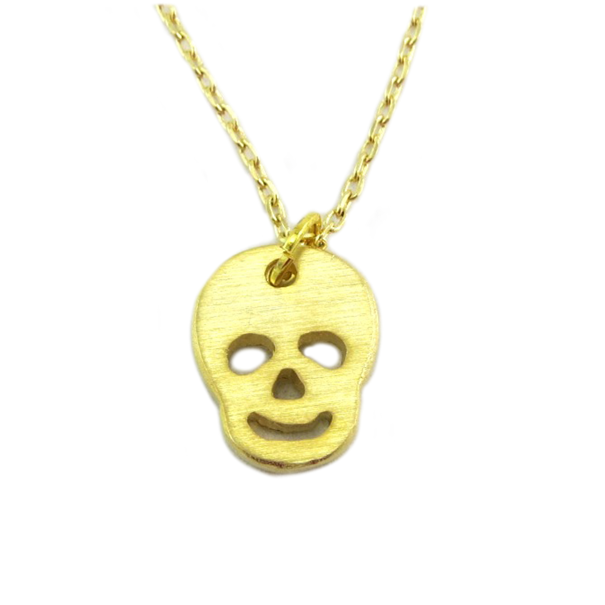 Collier artisanal \'Tête de Mort\' doré - 11x9 mm - [Q6168]
