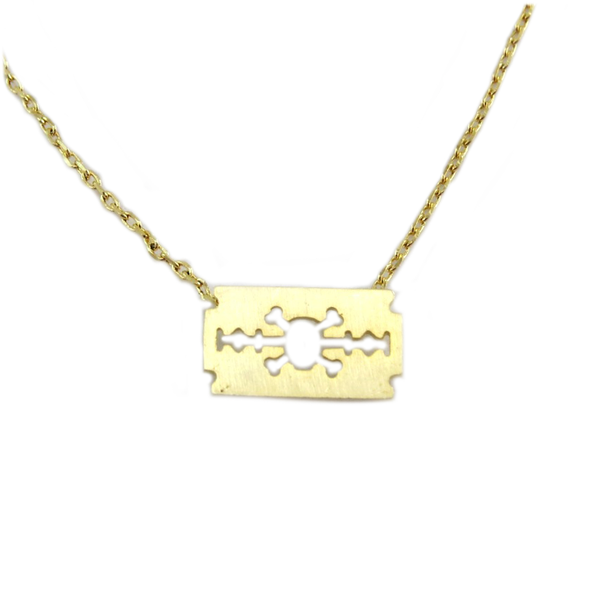 Collier artisanal \'Lame de rasoir\' doré (TDM) - 13x7 mm - [Q6171]