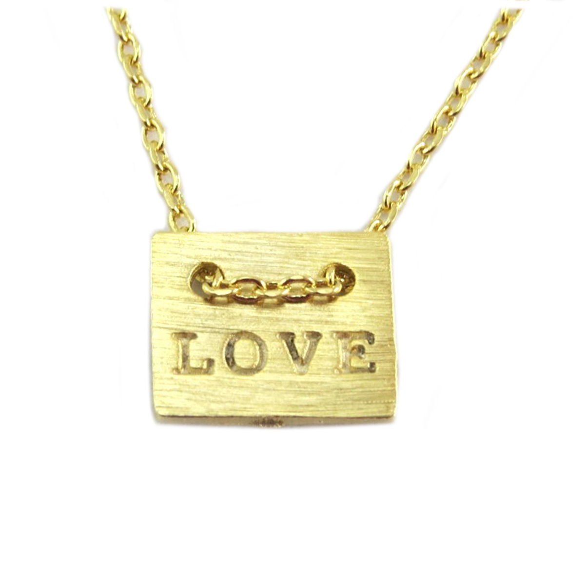 Collier artisanal \'Love\' doré - 10x8 mm - [Q6177]