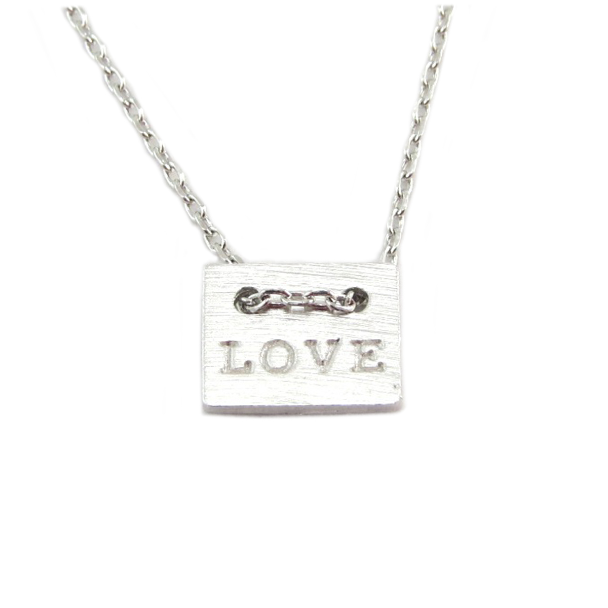 Collier artisanal \'Love\' argenté - 10x8 mm - [Q6178]