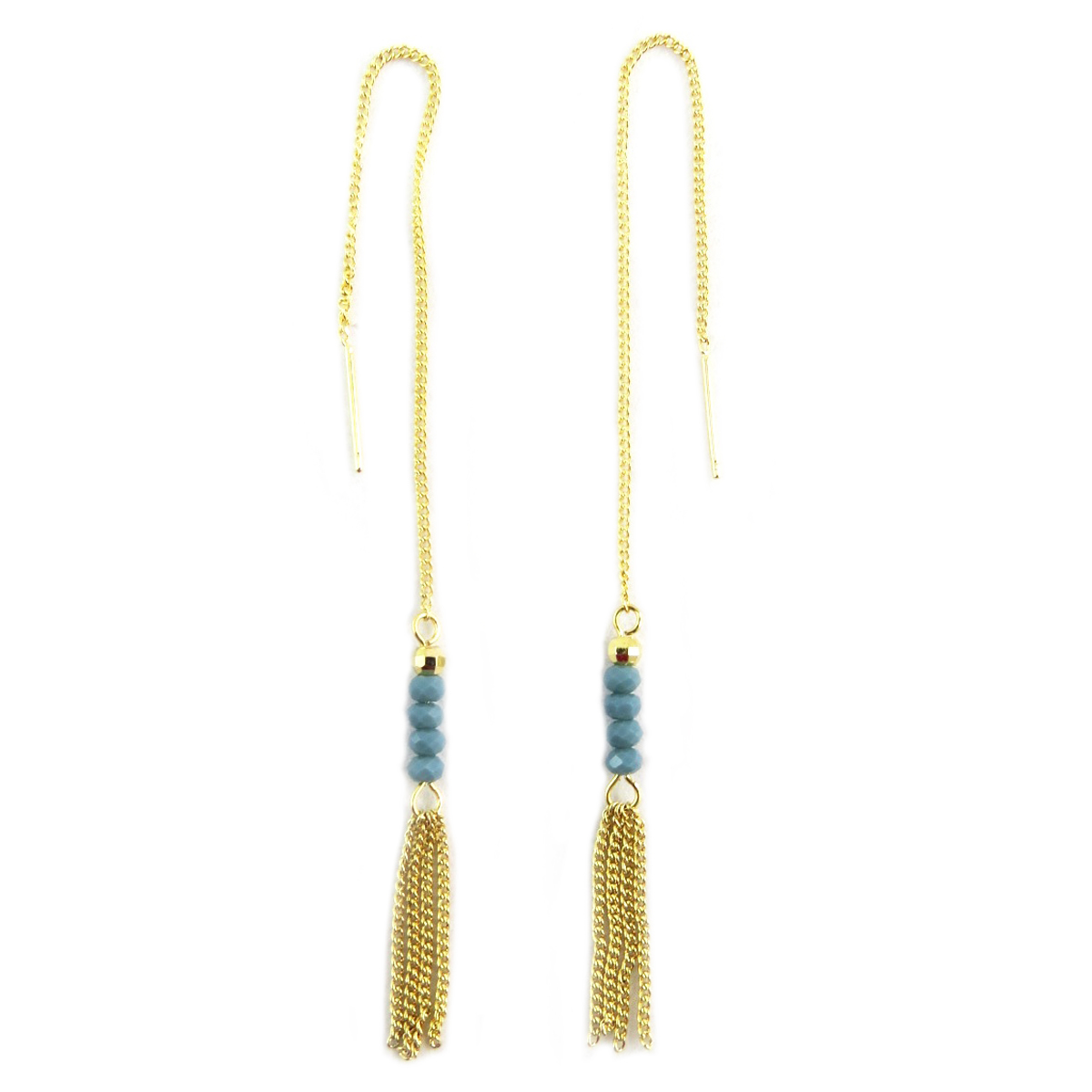 Boucles artisanales \'Boho\' turquoise doré - 70x3 mm - [Q6234]