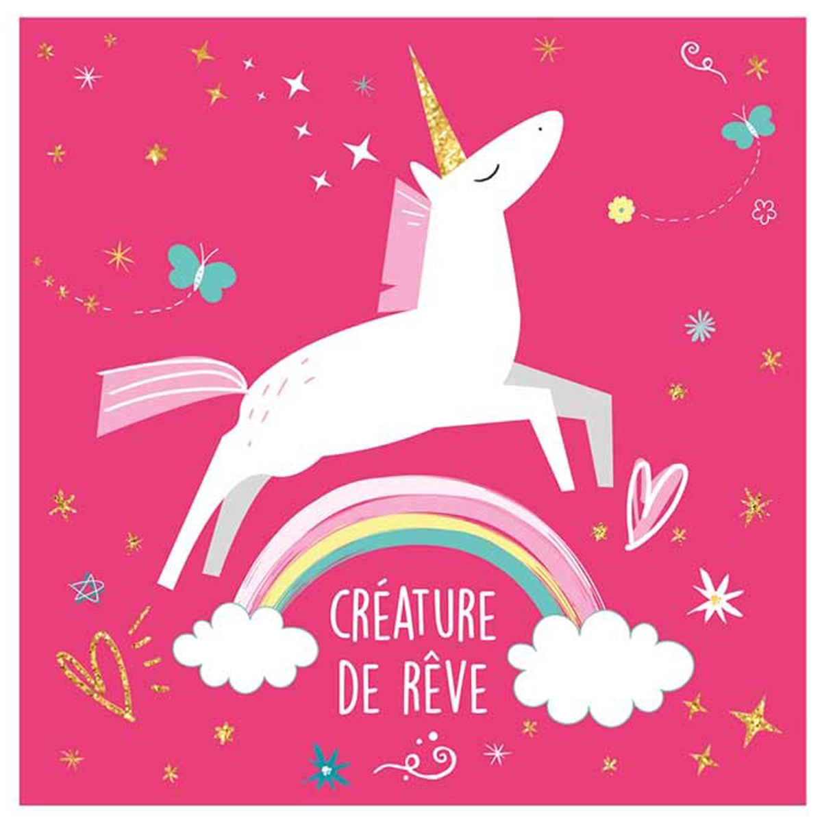 Toile créateur \'Licorne My Unicorn\' fuschia (Créature de rêve) - 30x30 cm - [Q6710]