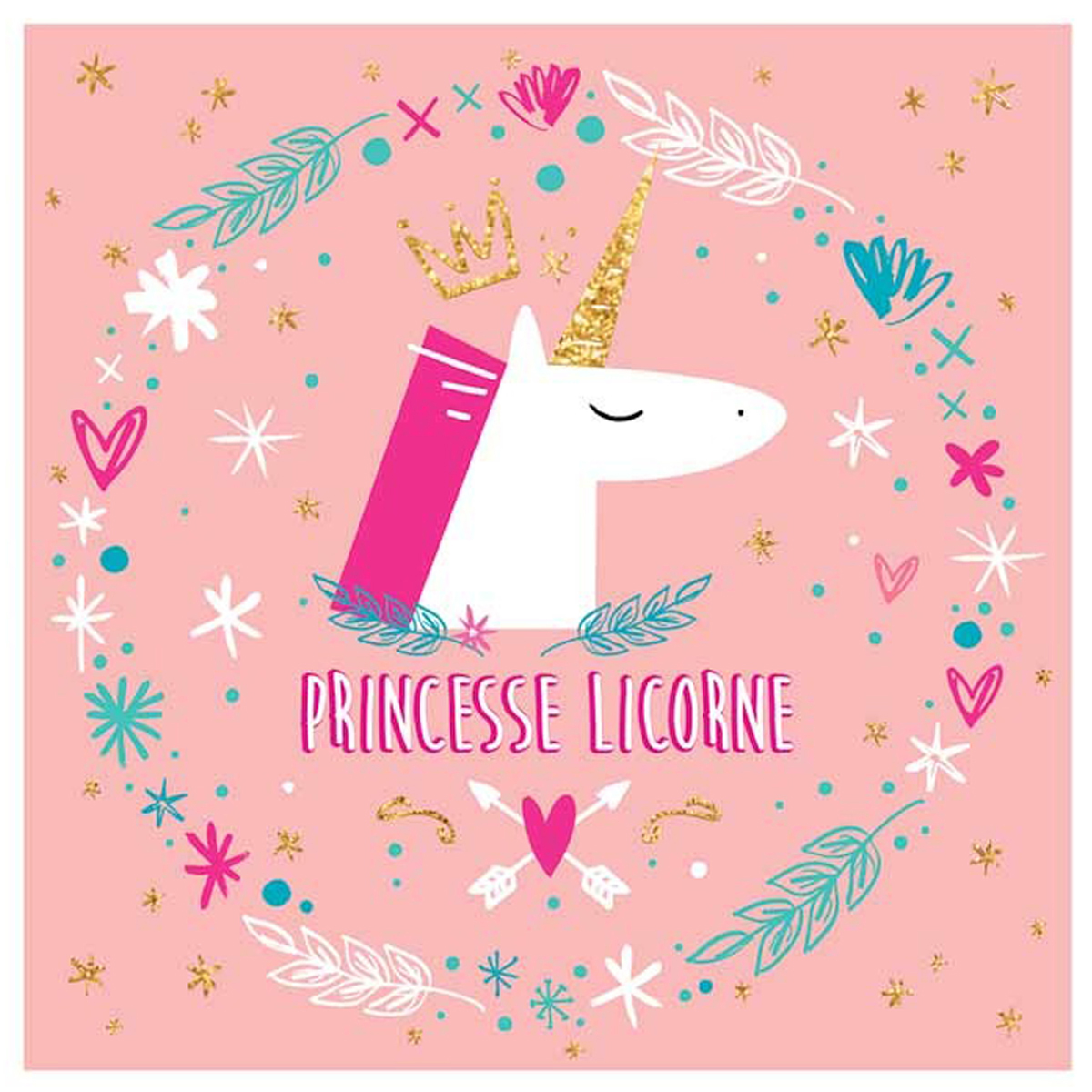 Toile créateur \'Licorne My Unicorn\' rose (Princesse Licorne) - 30x30 cm - [Q6712]