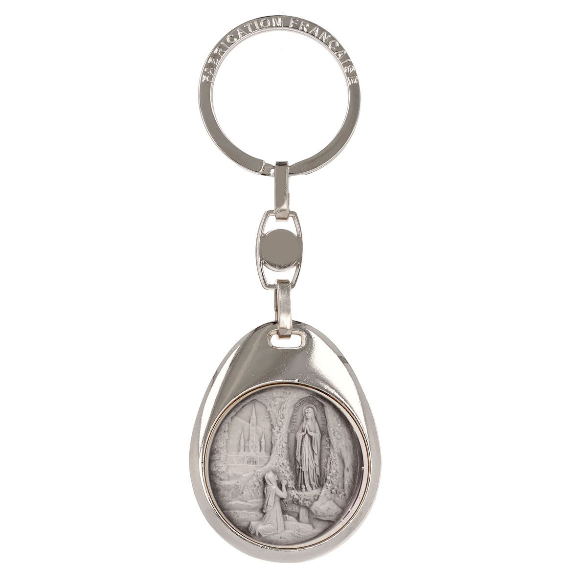 Porte-clés artisanal \'Vierge Marie\' argenté - 40x40 mm - [Q7002]