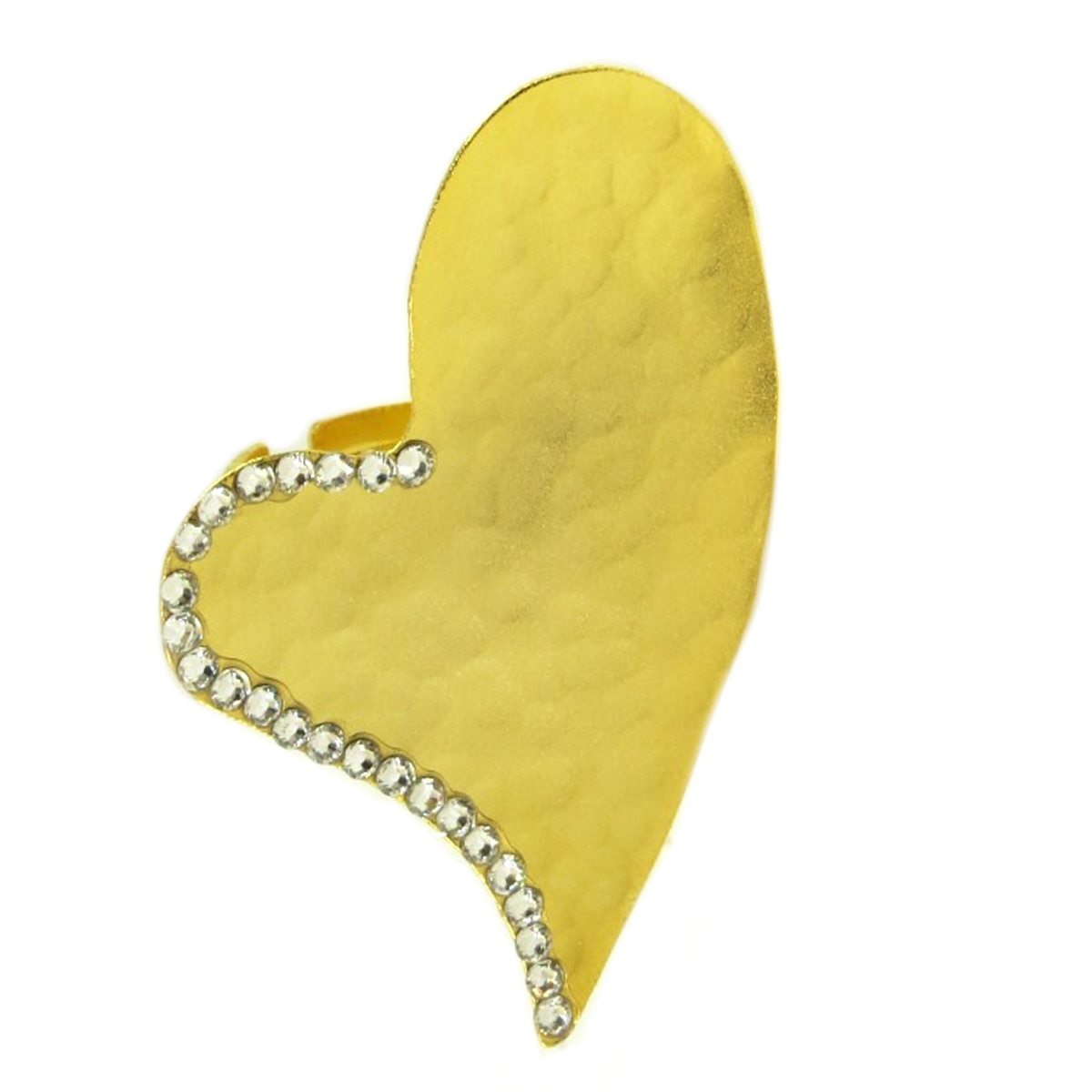 Bague artisanale \'Athena\' blanc doré (coeur) - 45x30 mm - [Q7856]