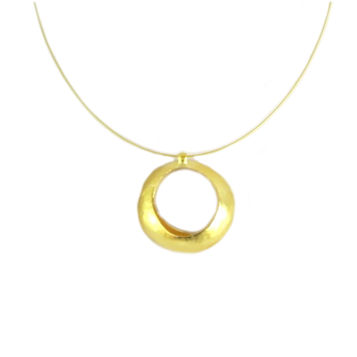 Collier artisanal \'Athena\' doré  - 30x30 mm - [Q7878]