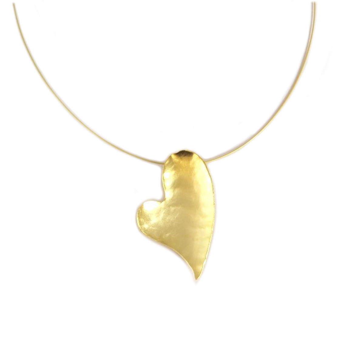 Collier artisanal \'Athena\' doré (coeur) - 45x25 mm - [Q7879]