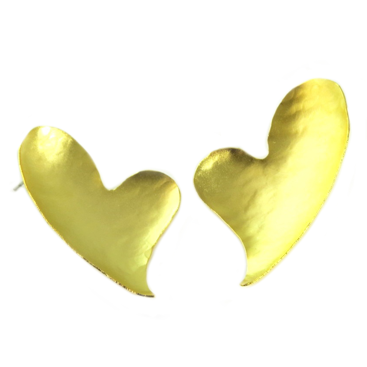 Boucles d\'oreilles artisanales \'Athena\' doré (coeur) - 45x28 mm - [Q7889]
