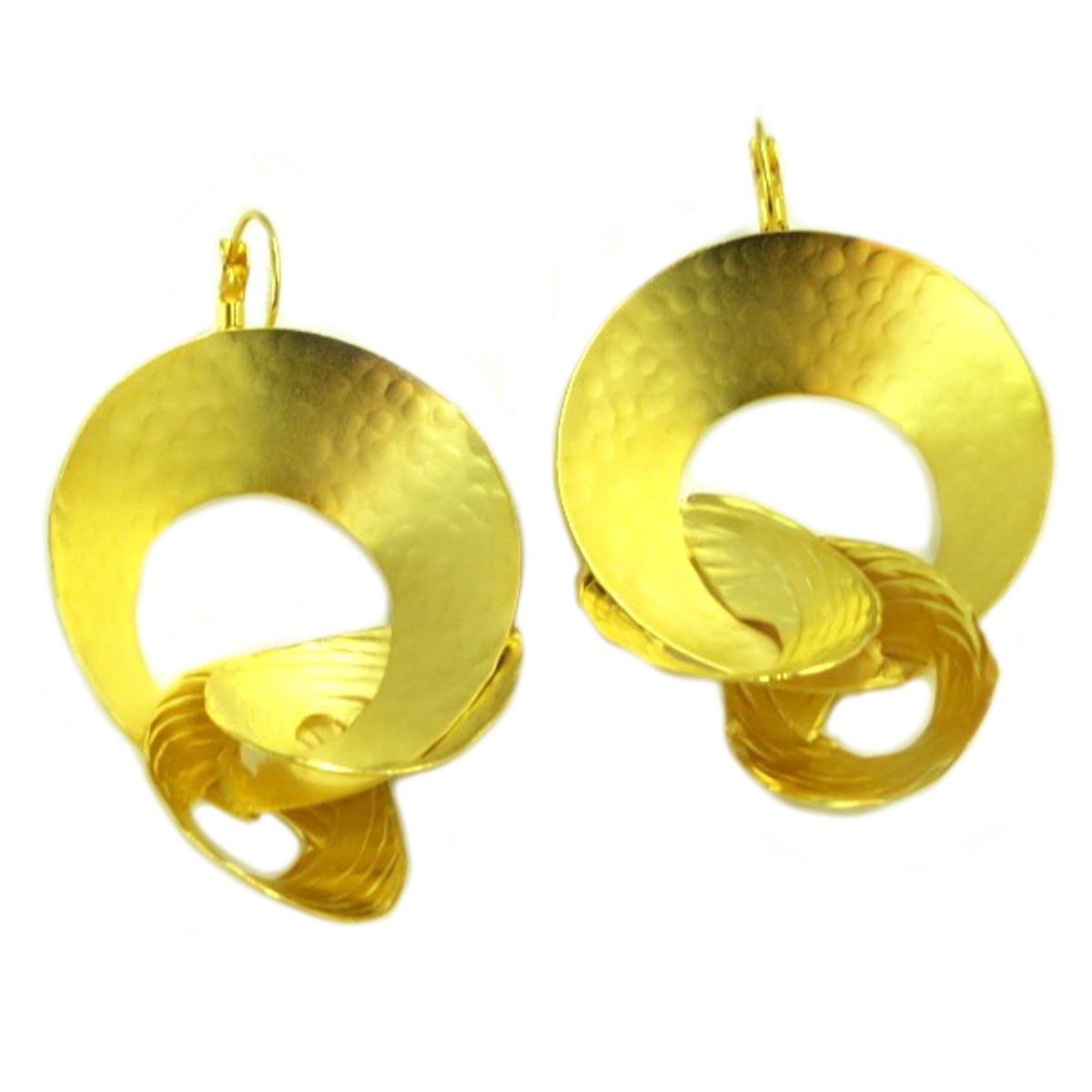 Boucles d\'oreilles artisanales \'Athena\' doré  - 50x40 mm - [Q7895]