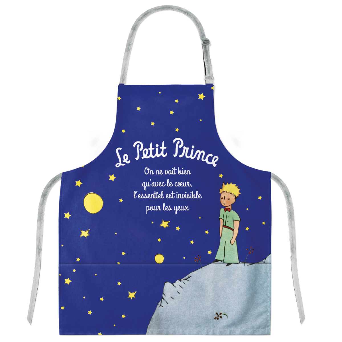Tablier enfant coton \'Le Petit Prince\' marine (nuit étoilée) - 57x49 cm - [Q8316]
