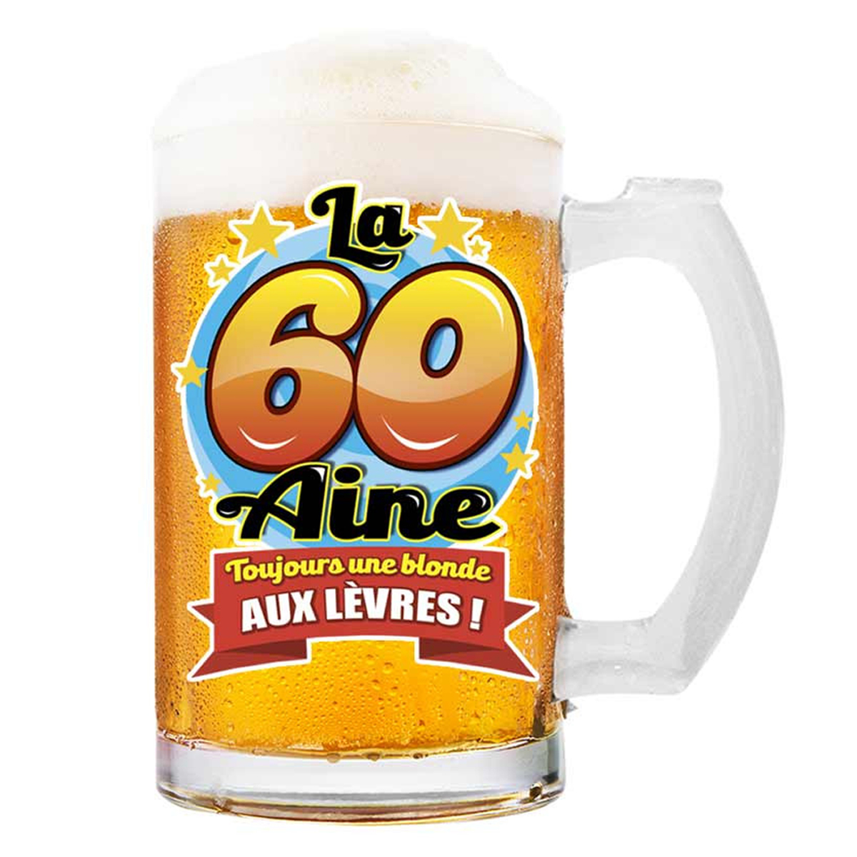 Chope à bière \'60 aine\' (Toujours une blonde aux lèvres !)  - 145x75 cm - [Q8392]