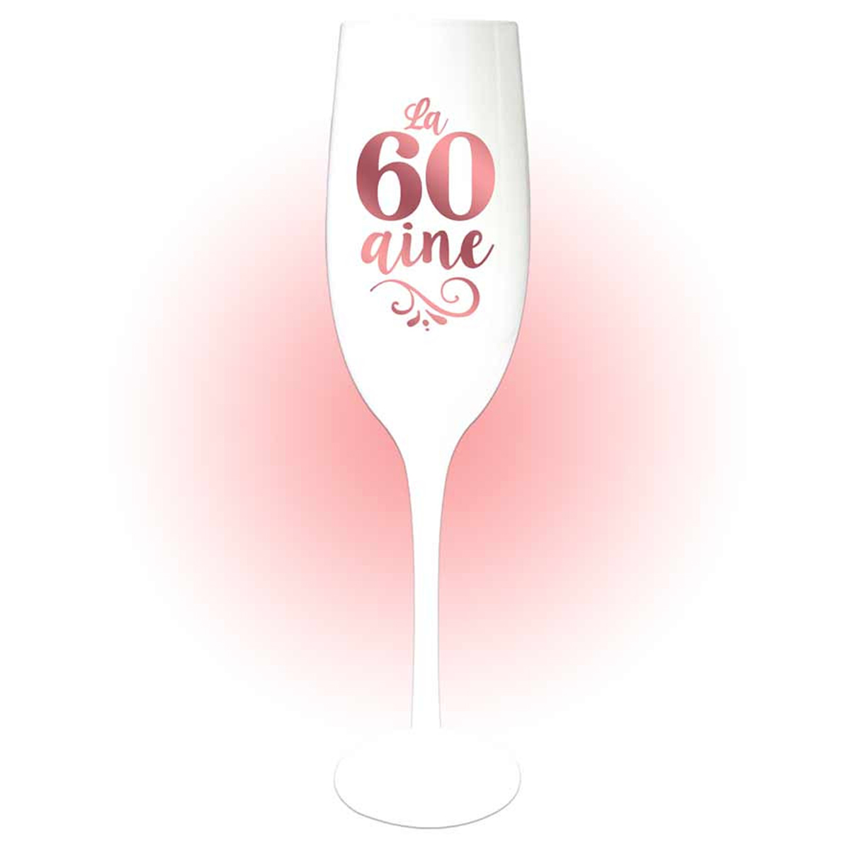 Coupe flute à champagne \'60 aine\' blanc doré rosé (gold pink) - 24x5 cm - [Q8395]