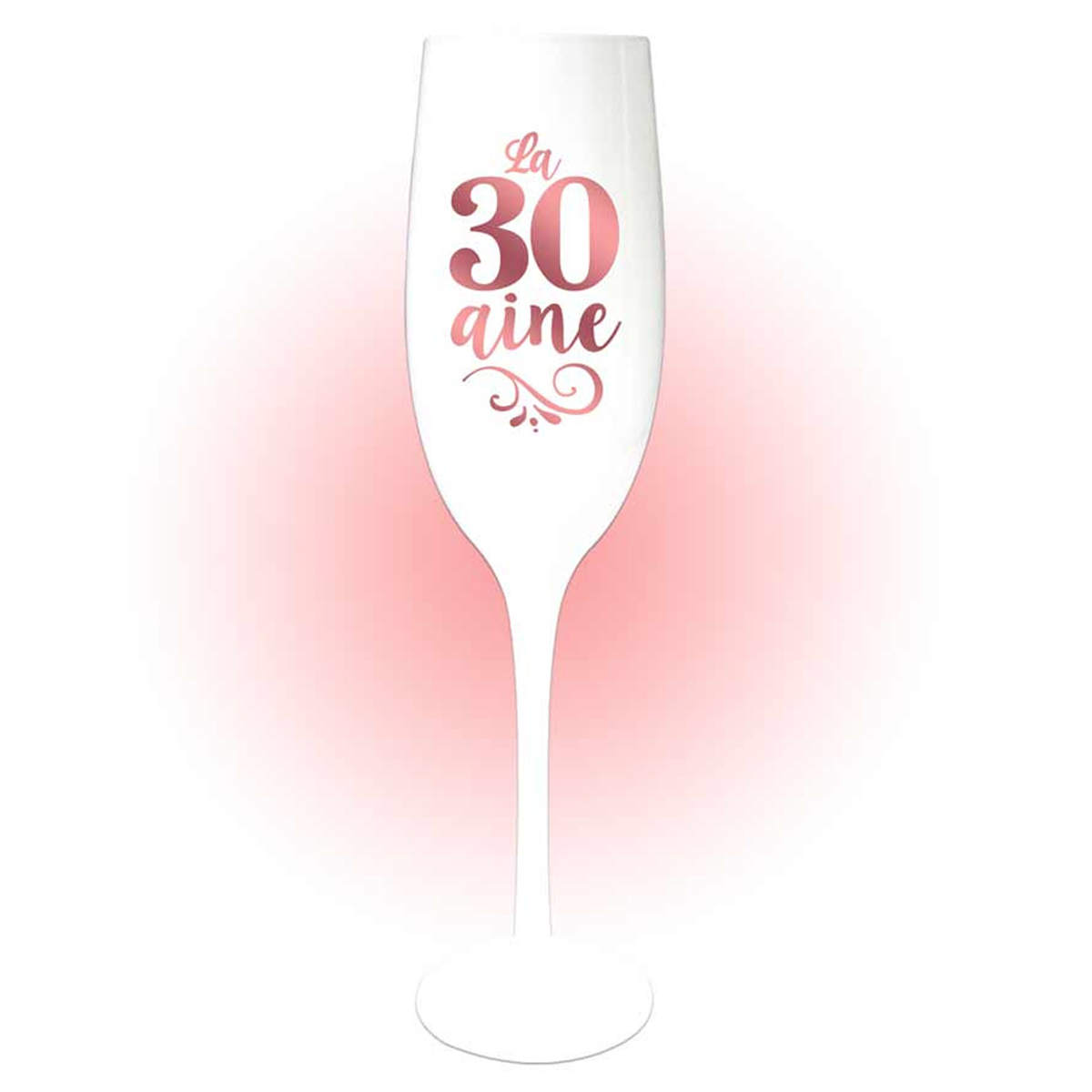 Coupe flute à champagne \'30 aine\' blanc doré rosé (gold pink) - 24x5 cm - [Q8396]