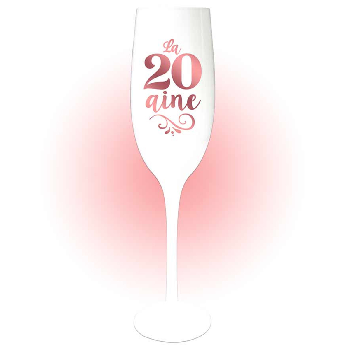 Coupe flute à champagne \'20 aine\' blanc doré rosé (gold pink) - 24x5 cm - [Q8399]