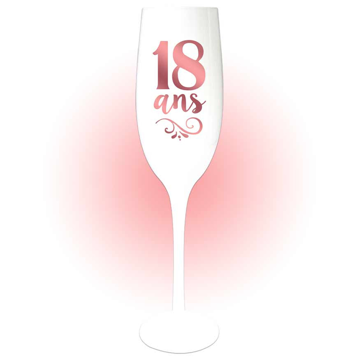 Coupe flute à champagne '18 ans' blanc doré rosé (gold pink) - 24x5 cm -  [Q8400]