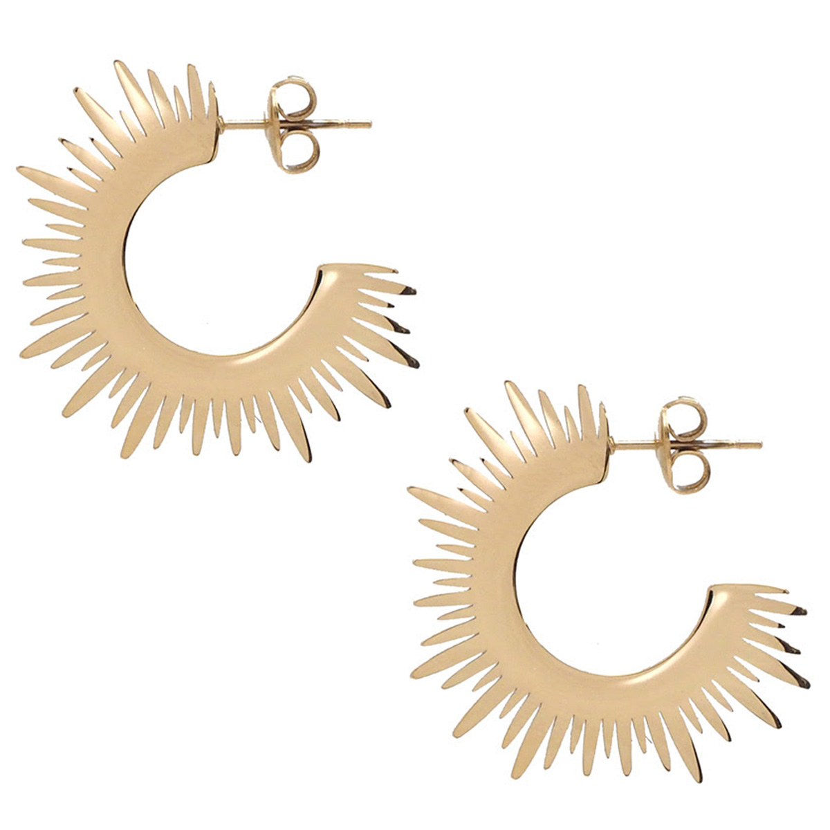 Créoles créateur acier \'Cléopatra\' doré (soleil) - 15 mm, épaisseur 10 mm - [Q8535]