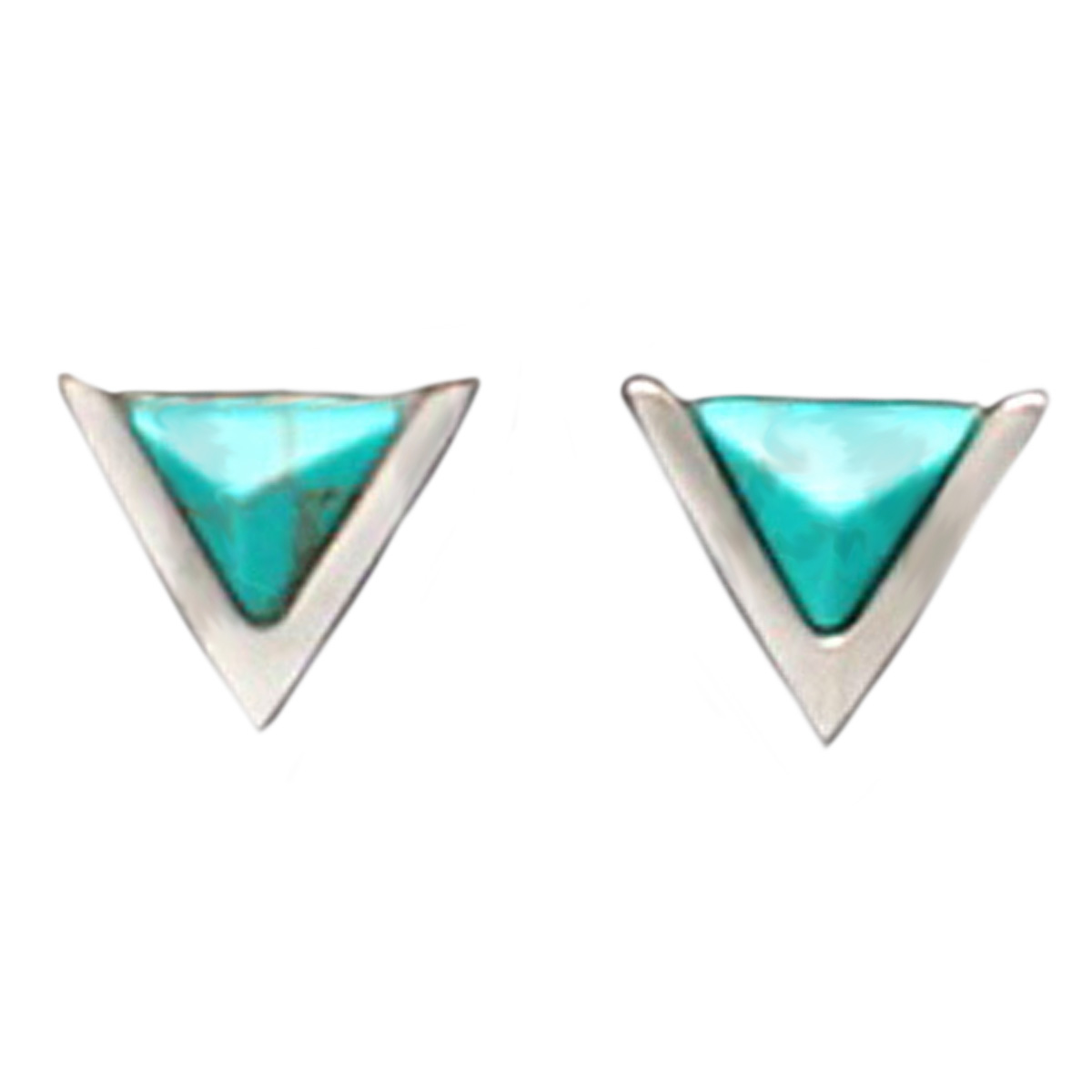 Boucles créateur Acier \'Boho\' turquoise argenté -  8x8 mm - [Q8550]