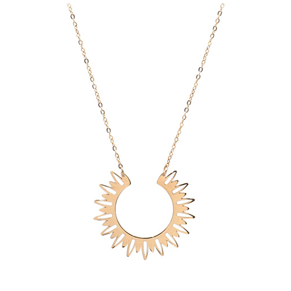 Collier créateur acier \'Cléopatra\' blanc doré - 30 mm (soleil) - [Q8629]