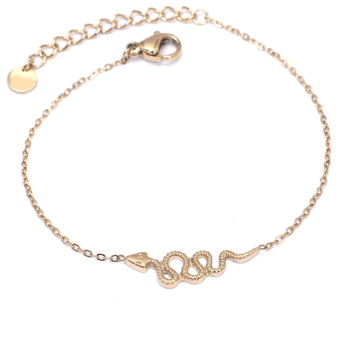 Bracelet créateur Acier \'Serpent\' doré - 20x6 mm - [Q8715]