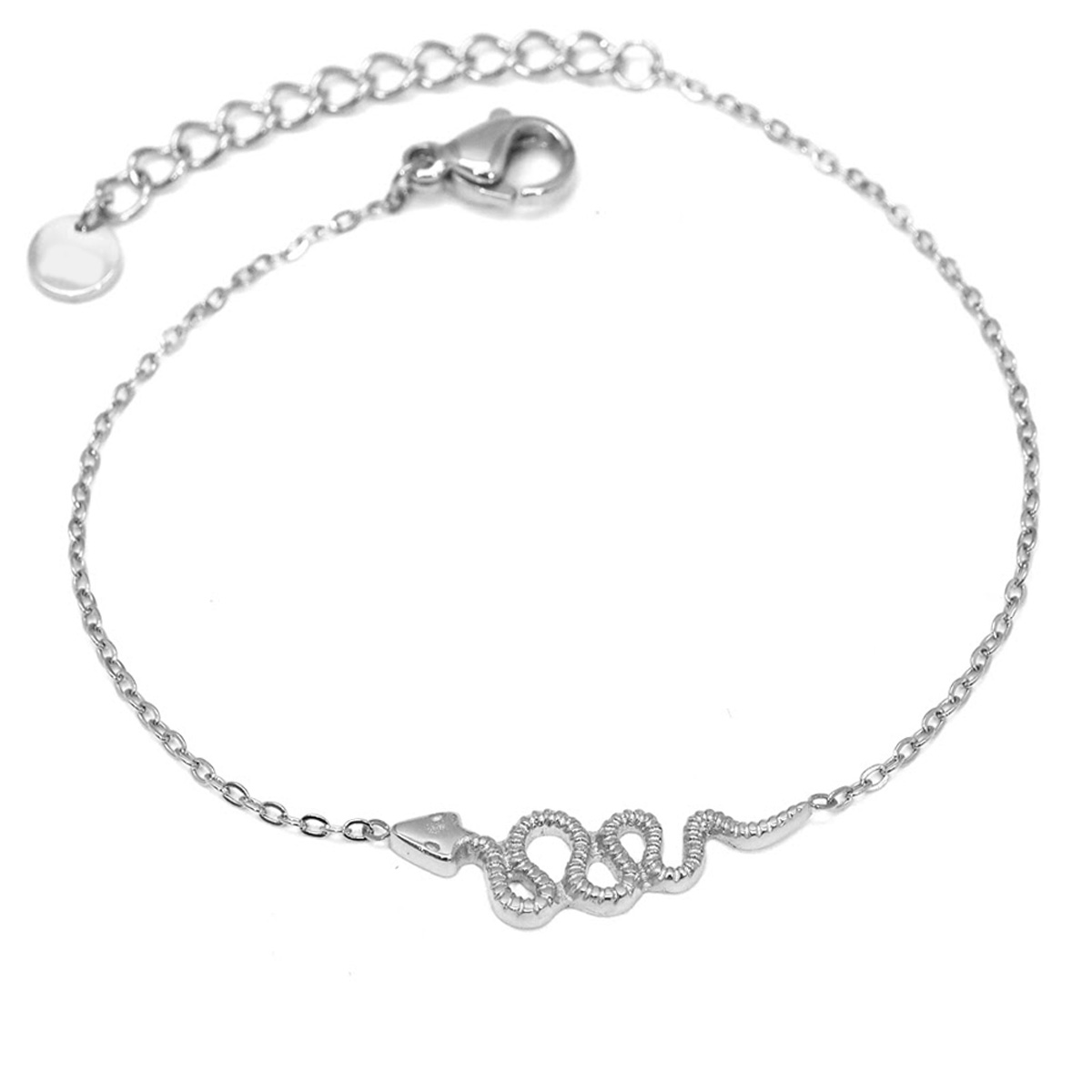 Bracelet créateur Acier \'Serpent\' argenté - 20x6 mm - [Q8716]