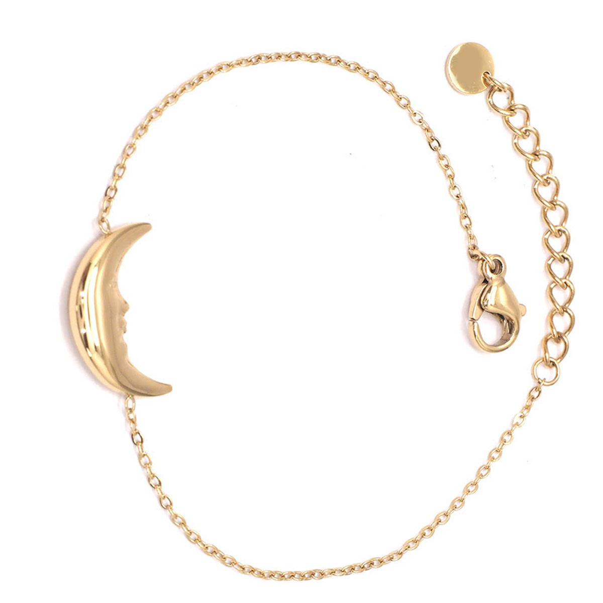 Bracelet créateur Acier \'Luna\' doré - 17x10 mm - [Q8723]