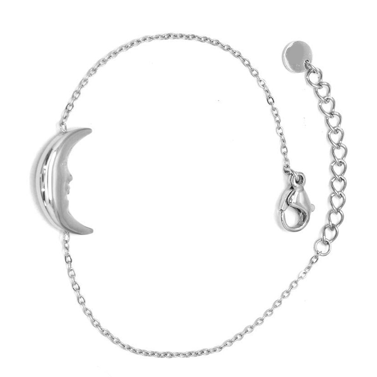 Bracelet créateur Acier \'Luna\' argenté - 17x10 mm - [Q8724]