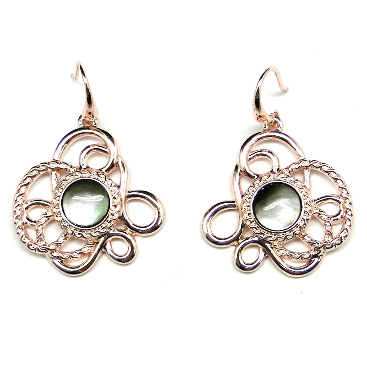 Boucles créateur \'Acapulco\' nacre doré rosé (gold pink) - 25x25 mm - [Q8770]