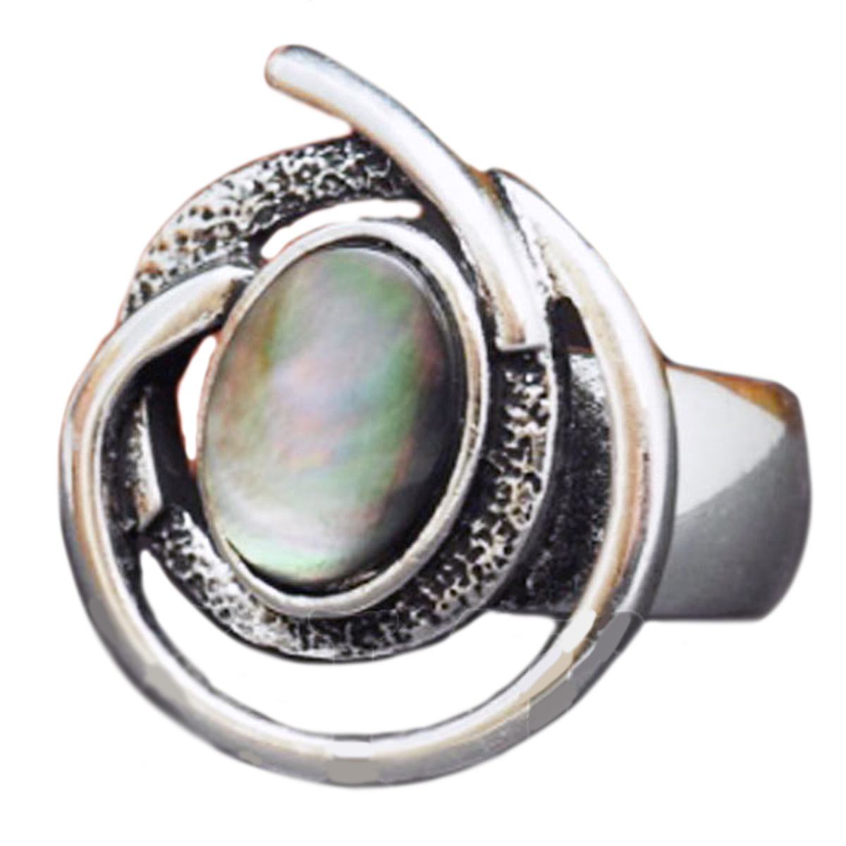 Bague Créateur \'Acapulco\' nacre argenté - 28x28 mm - [Q8788]
