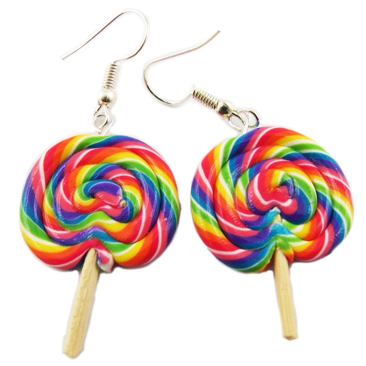 Boucles d\'oreilles artisanales \'Lollipops\' multicolore - 30x25 mm - [Q9097]