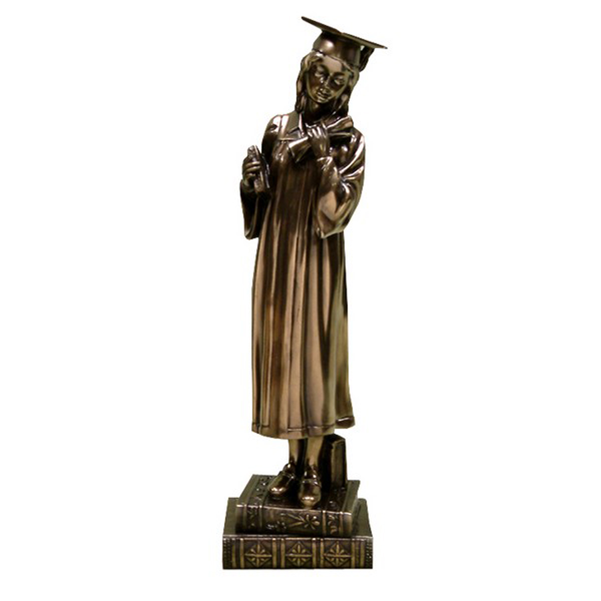 Figurine résine \'Diplomée\' bronze - 30 cm - [Q9455]