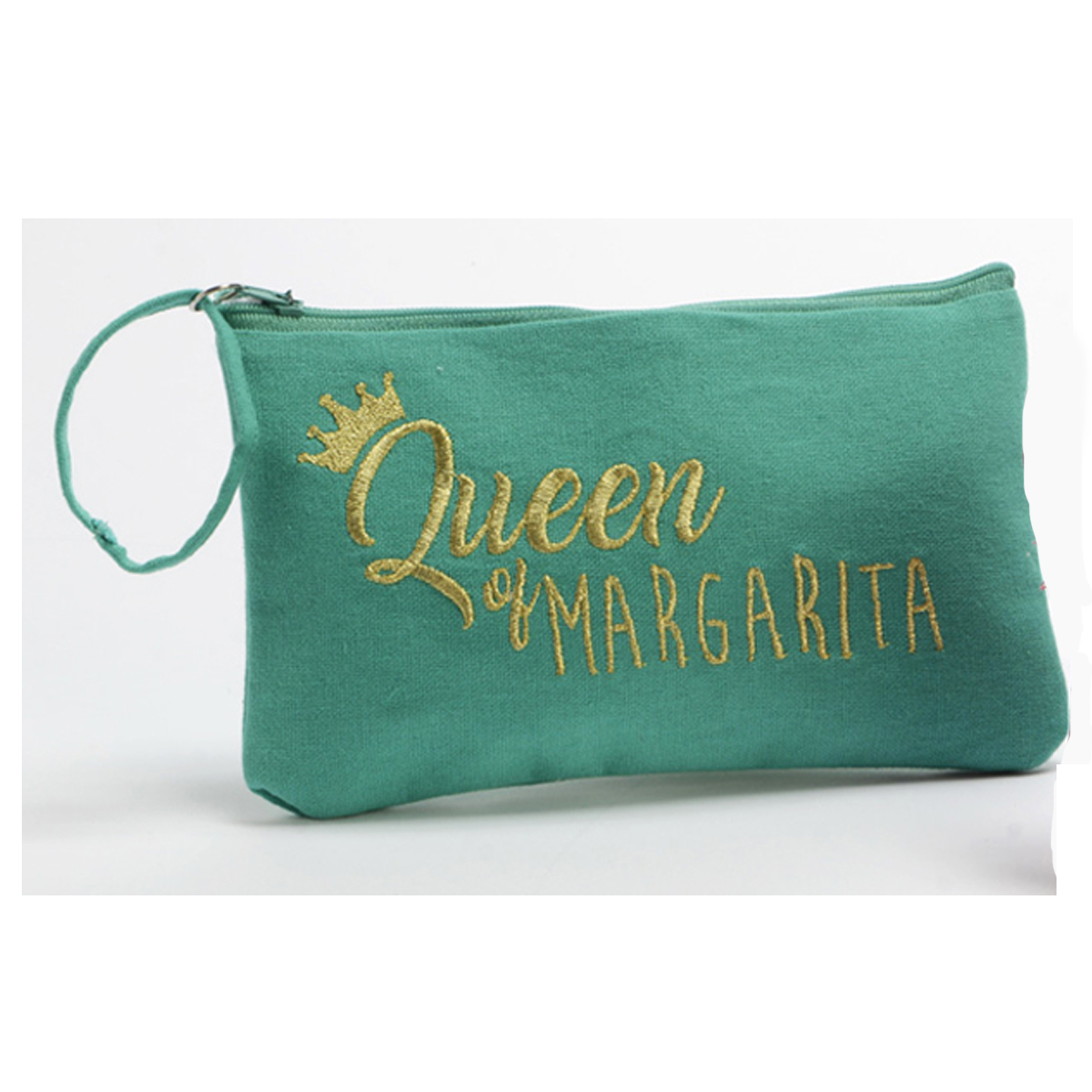 Trousse plate coton \'Queen\' vert (Margarita) - 20x12 cm - [Q9601]