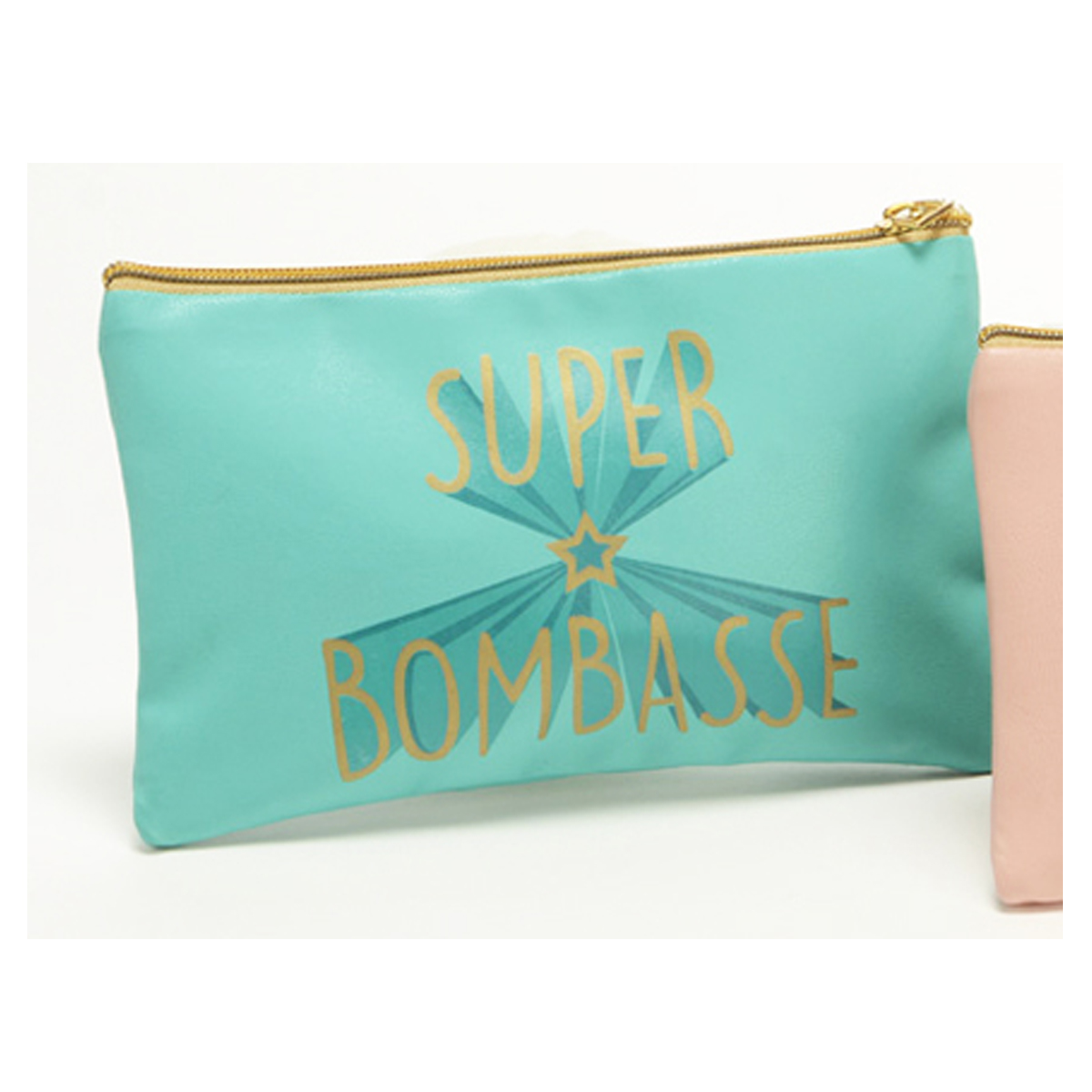 Trousse plate \'Super Bombasse\' vert - 20x12 cm - [Q9607]