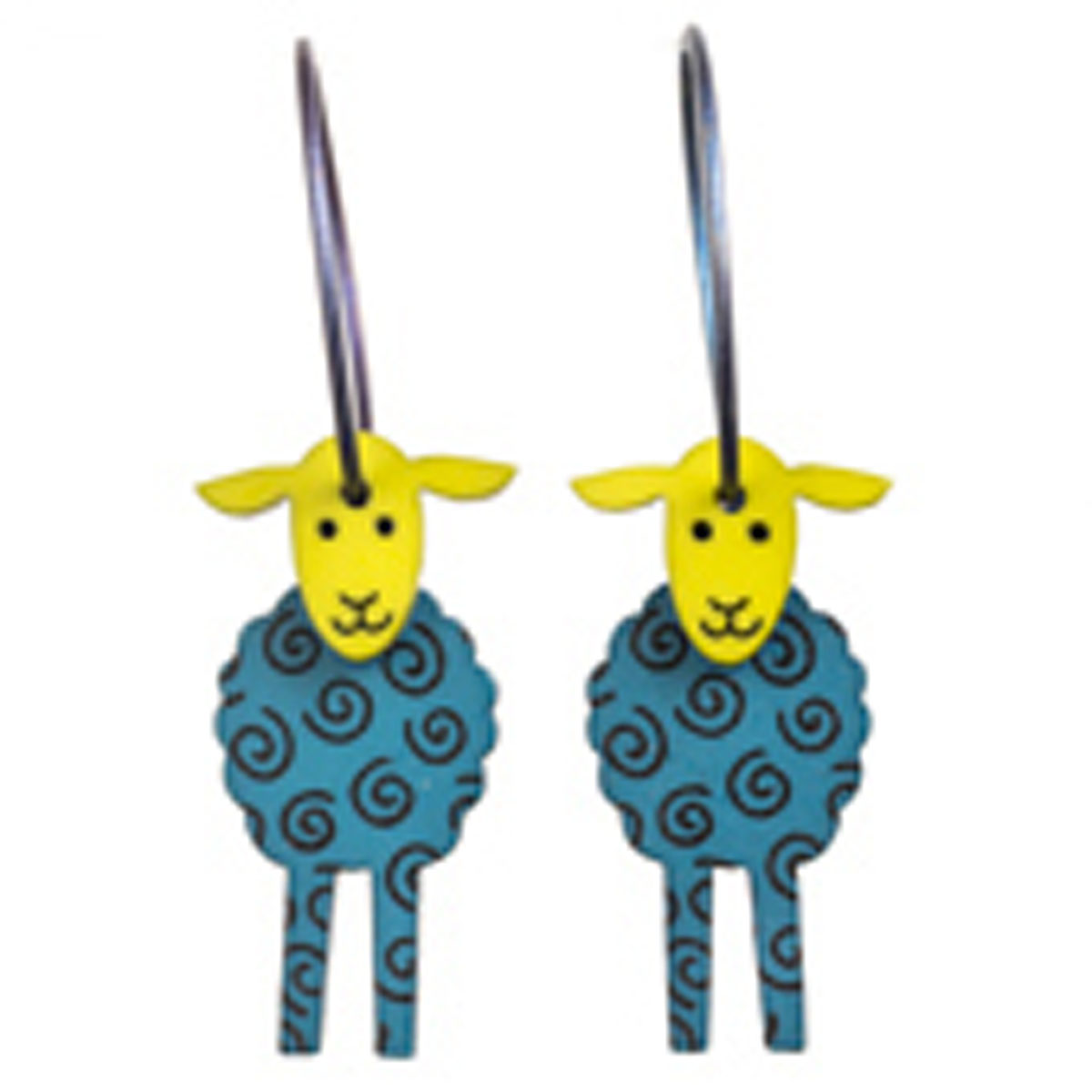 Créoles artisanales \'Marionettes\' turquoise vert (mouton) - 18 mm, 25x10 mm - [Q9719]
