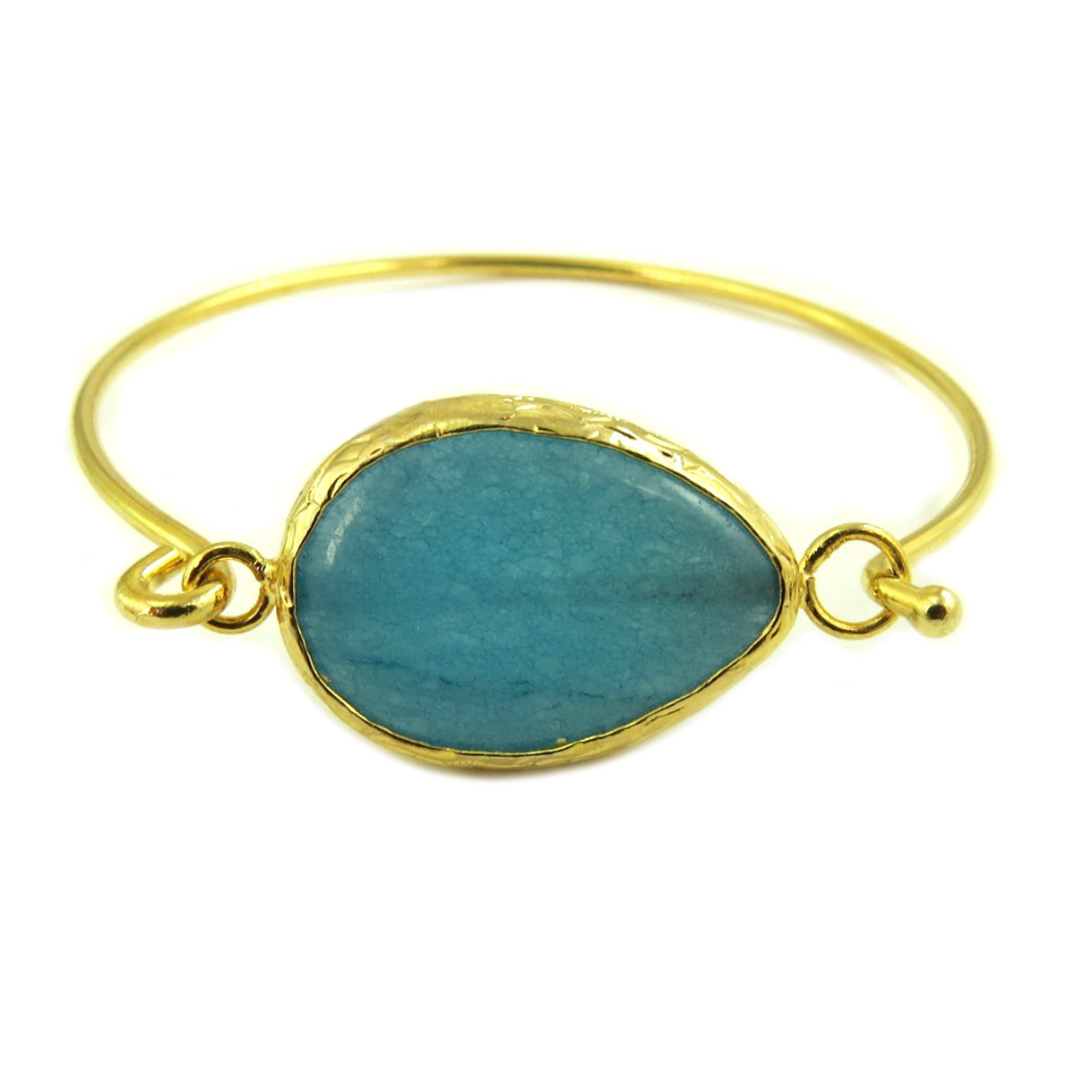 Bracelet artisanal \'Cléopatra\' turquoise doré - 56 mm 25x20 mm - [Q9825]