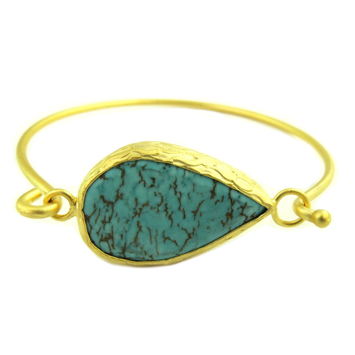 Bracelet artisanal \'Cléopatra\' turquoise doré - 56 mm 25x20 mm - [Q9826]