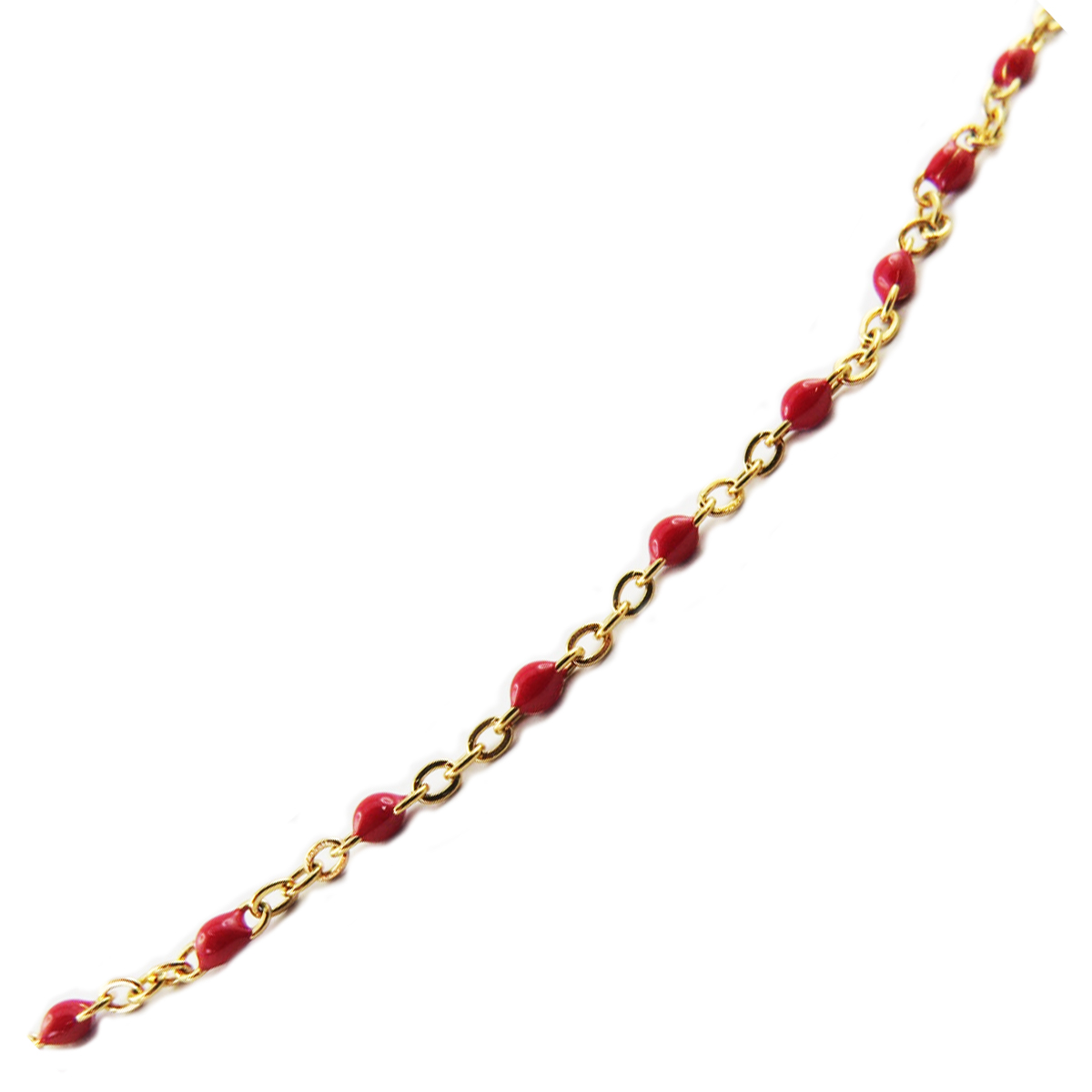 Collier créateur acier \'Boho\' rouge doré - 2 mm - [R0214]