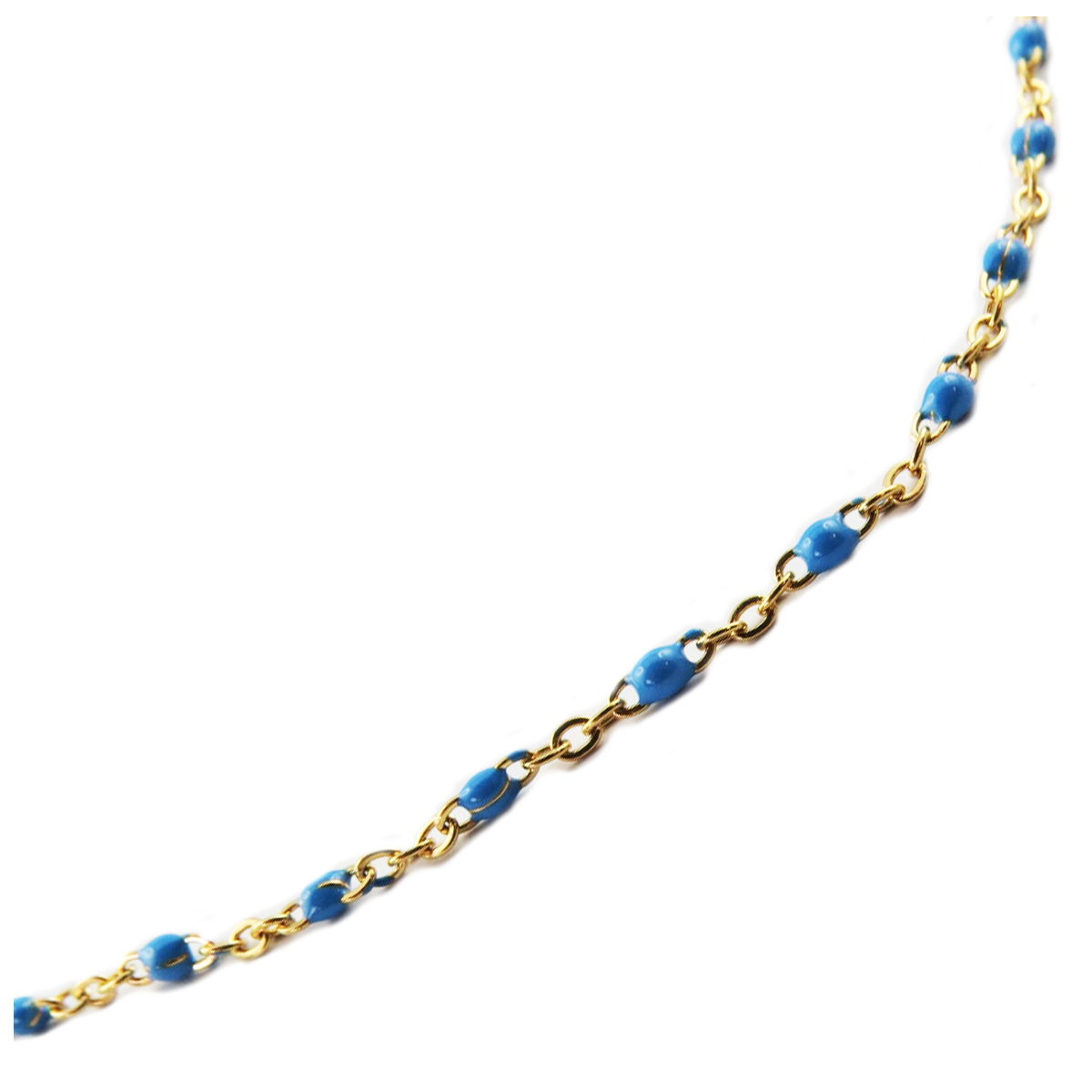 Collier créateur acier \'Boho\' bleu doré - 2 mm - [R0217]
