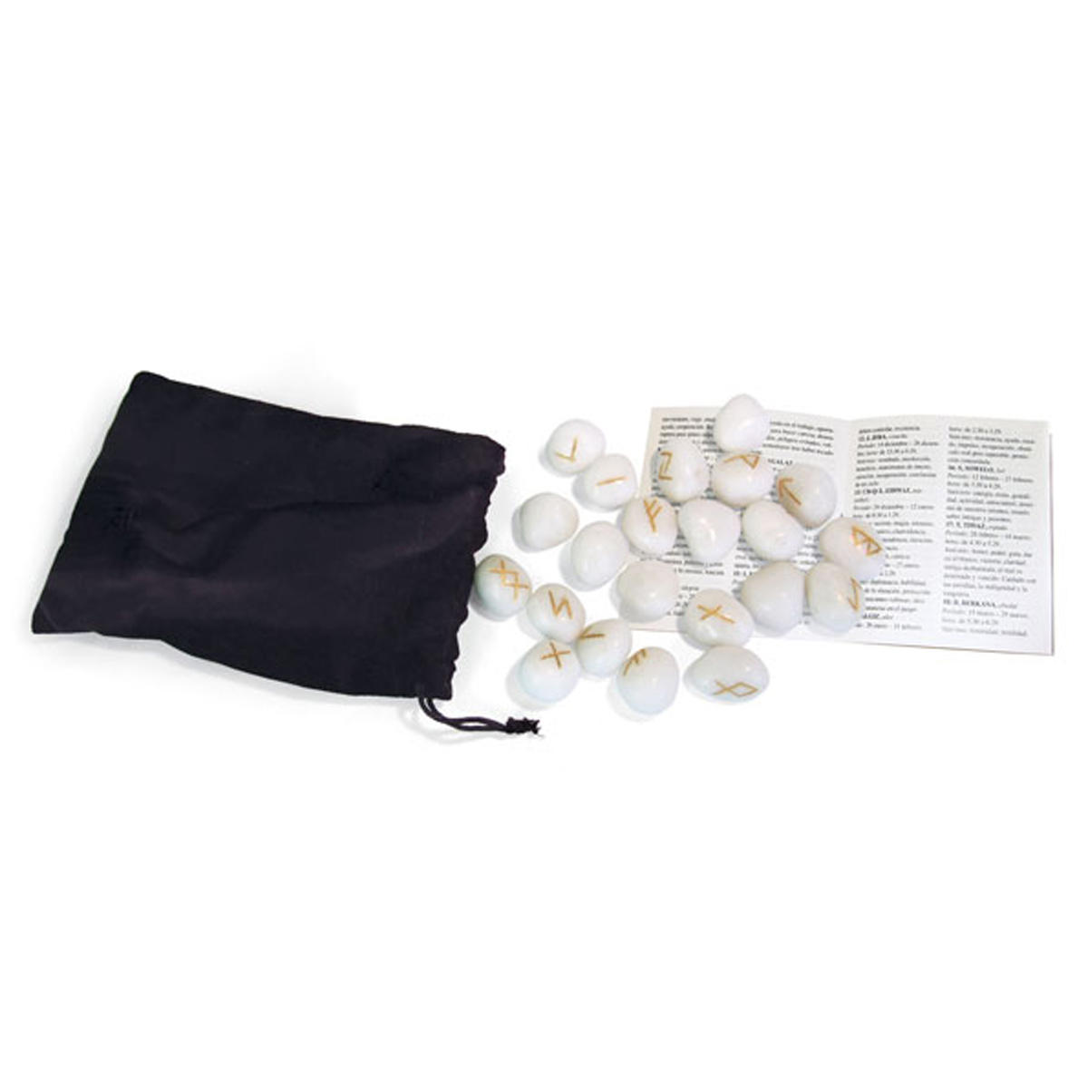 Coffret \'Runes\' onyx blanc (concentration, créativité, méditation) - [R0600]