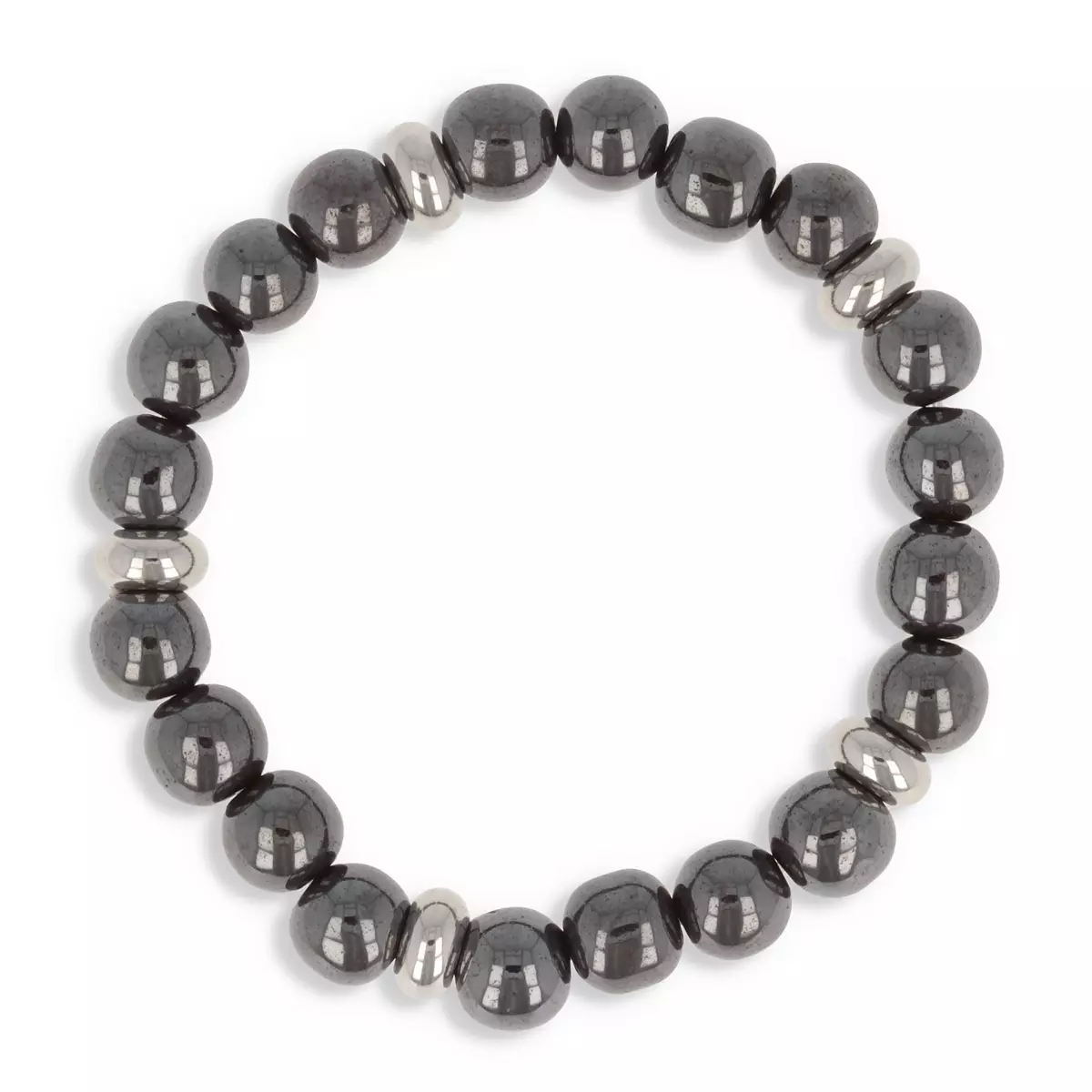 les trésors de lily Bracelet acier 'Minéralia' gris (hématite) 8 mm [R0679]