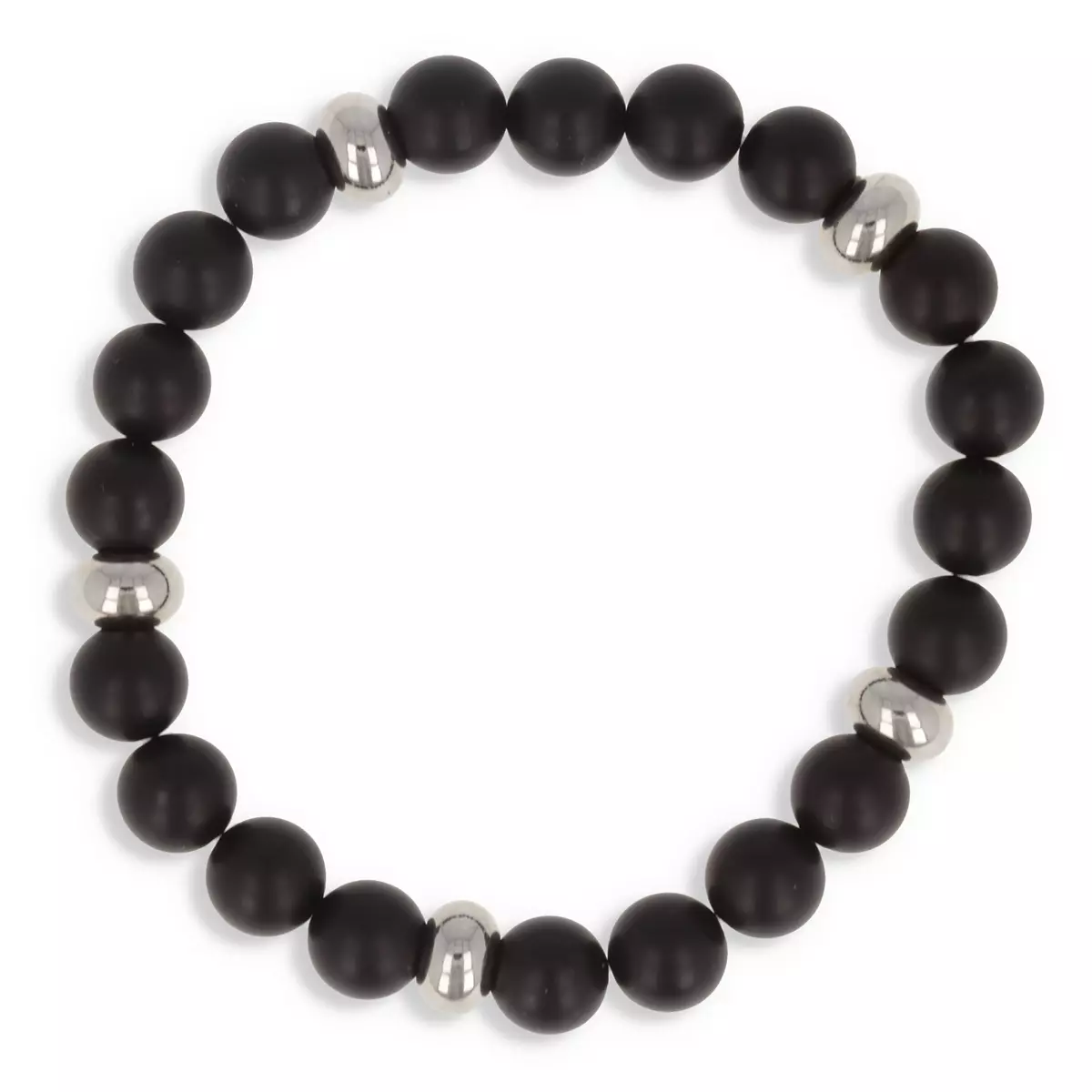les trésors de lily Bracelet acier 'Minéralia' noir mat (agate) 8 mm [R0682]
