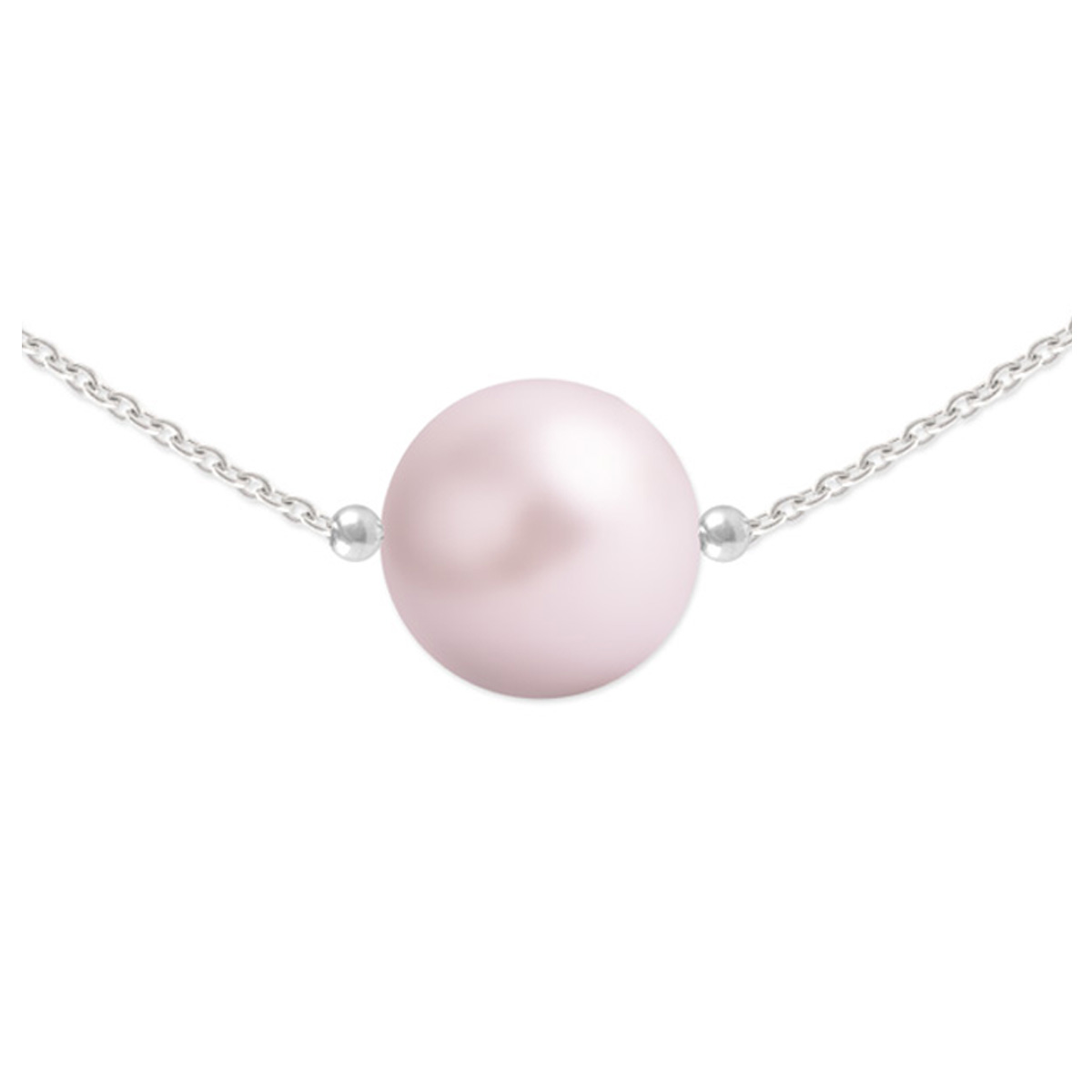 Collier argent artisanal \'Perla\' rose pâle argenté - 10 mm - [R0956]