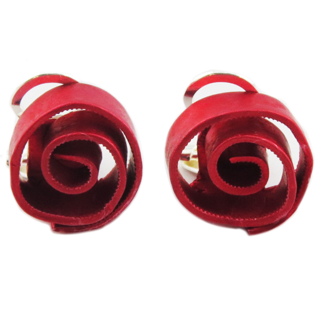 Clips / boucles d\'oreilles artisanales \'Aluminirock\' rouge - 15 cm - [R1233]