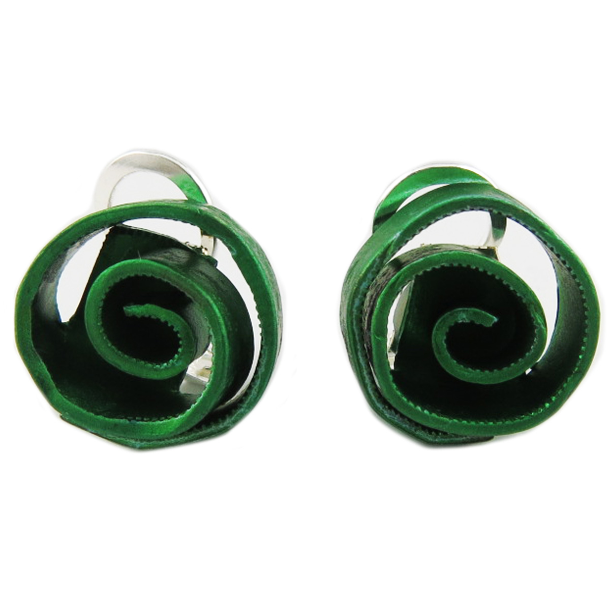 Clips / boucles d\'oreilles artisanales \'Aluminirock\' vert - 15 cm - [R1234]