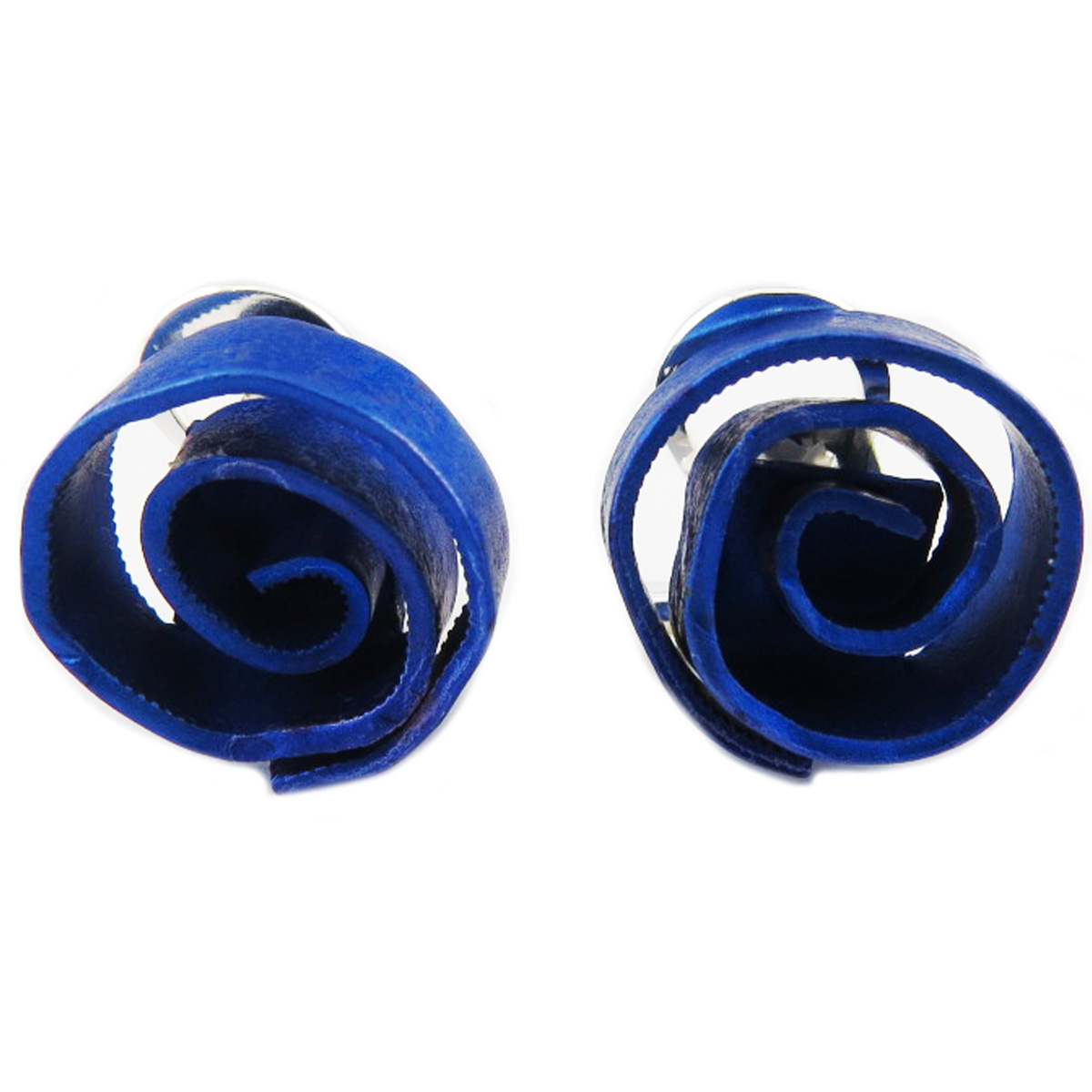 Clips / boucles d\'oreilles artisanales \'Aluminirock\' bleu - 15 cm - [R1236]